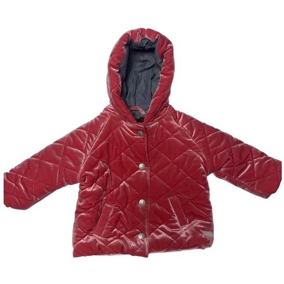 7 For All Mankind Other - 7 For All Mankind Quilted Velour Pink Coat Infant Baby 12M